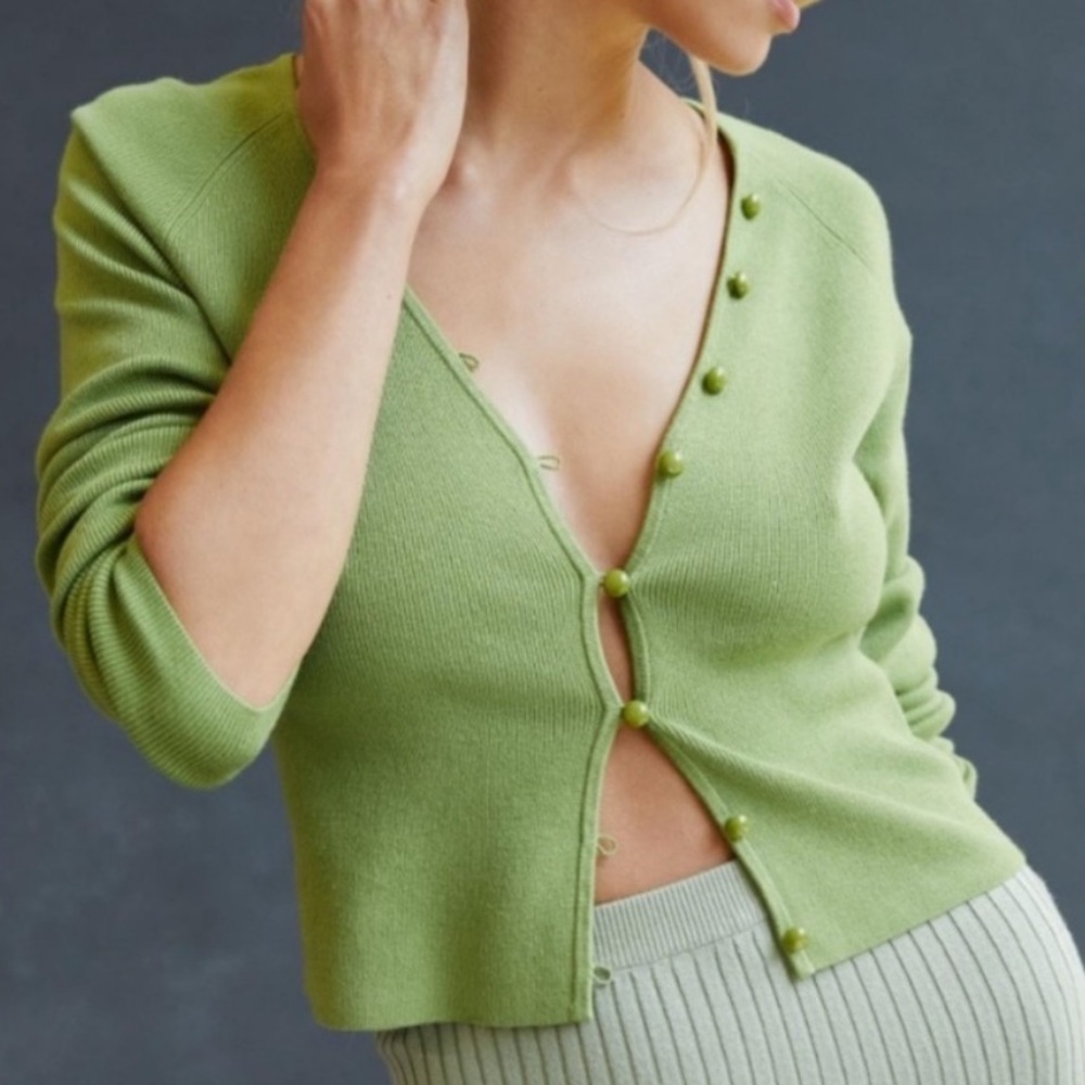 Maeve by Anthropologie Green Cardigan XS